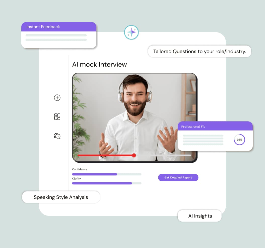 AI mock interview interface with real-time feedback