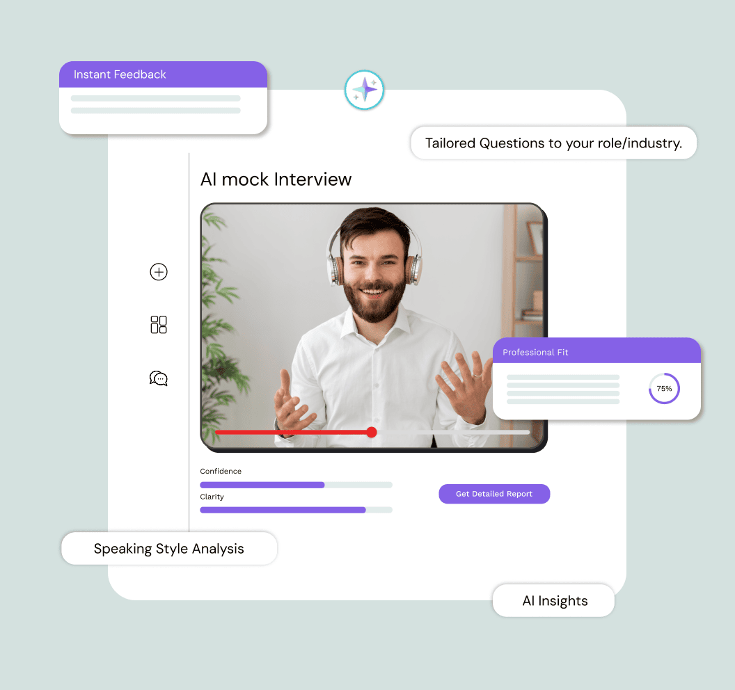 AI mock interview interface with real-time feedback