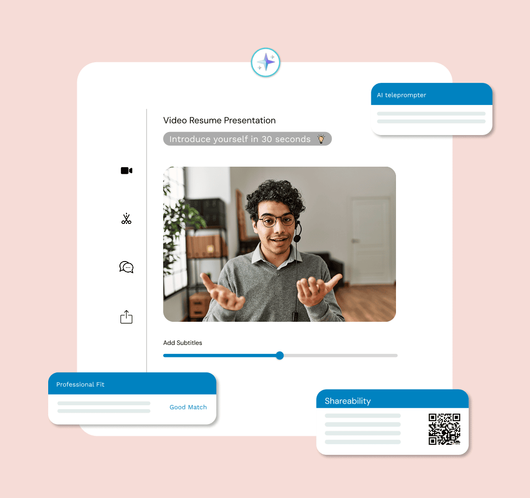 User recording a professional video resume with prompts